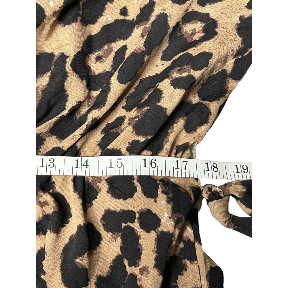 Shein Curve Dress Size 3XL Animal Print Short Sleeve Ruffle V-Neck Faux Wrap - Picture 13 of 15